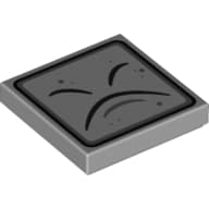 Tile 2 x 2 with Black Curved Lines and Border Print (Thwimp Face)