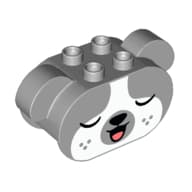 Duplo Brick 2 x 4 x 2 Rounded Ends with Floppy Ears and Dog Face with Closed Eyes Print