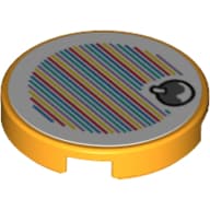 Tile Round 2 x 2 with Bottom Stud Holder with Yoshi Fruit and Barcode Print (Sticker)