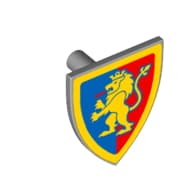 Shield Triangular with Lion Standing Yellow on Blue/Red Halves Background Print