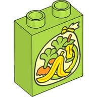Duplo Brick 1 x 2 x 2 with Trash Bag, Banana Peel, Apple Core, Carrot Tops print