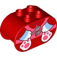 Duplo Brick 2 x 4 x 2 Rounded Ends with Cat Body, Knife and Fork Print