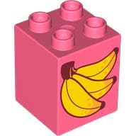 Duplo Brick 2 x 2 x 2, Bananas Print