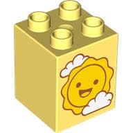 Duplo Brick 2 x 2 x 2, Sun and Clouds Print