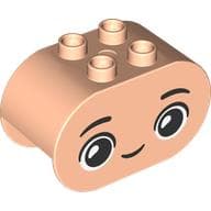 Duplo Brick 2 x 4 x 2 Rounded Ends with Happy Face, Smile Print