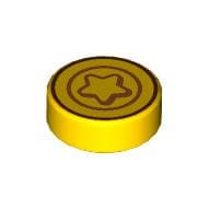 Tile Round 1 x 1 with Coin, Star print