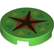 Tile Round 2 x 2 with Black/Nougat Star, Green/Lime Triangles (Fossil Dig) print
