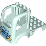 Duplo Car Body Truck 4 x 4 Flatbed with 4 Top Studs and Headlights and Medium Azure Grille with 'A B C' Print