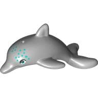 Animal, Dolphin, Jumping with Bottom Axle Holder with Dark Turquoise Eyes, Spots print