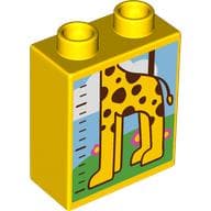 Duplo Brick 1 x 2 x 2 with Measuring Tape, Bottom Half Giraffe, Tree print