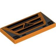 Tile 2 x 4 with Black/Silver Car Grill, Emblem print
