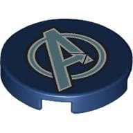 Tile Round 2 x 2 with Sand Blue/White Avengers Logo print