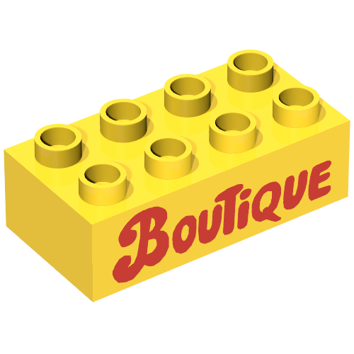 Duplo Brick 2 x 4 with 'Boutique' Text Print