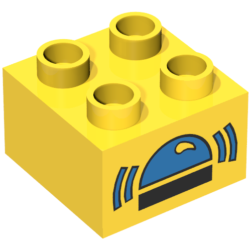 Duplo Brick 2 x 2 with Blue Ringing Bell Print