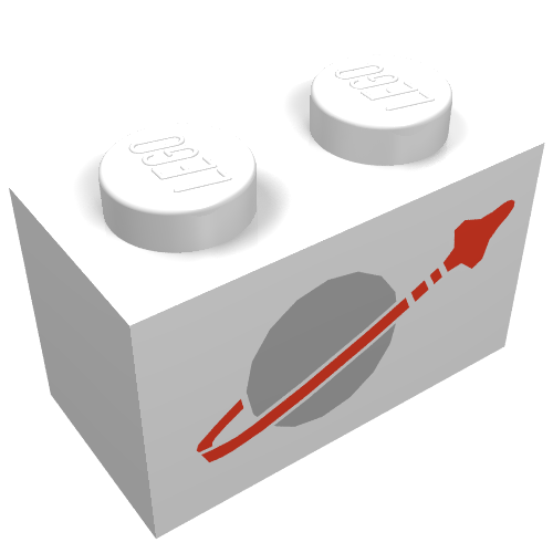 Brick 1 x 2 with Classic Space Logo Print