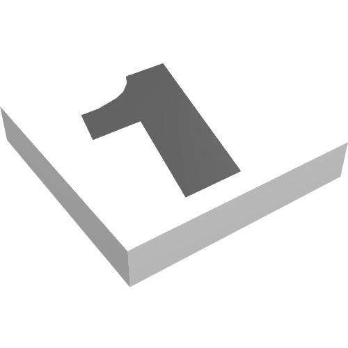 Tile 2 x 2 with Number 1 Print