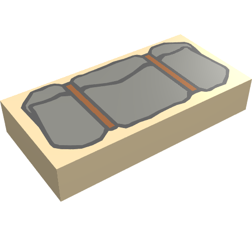 Tile 1 x 2 with Dark Gray Bedroll Print