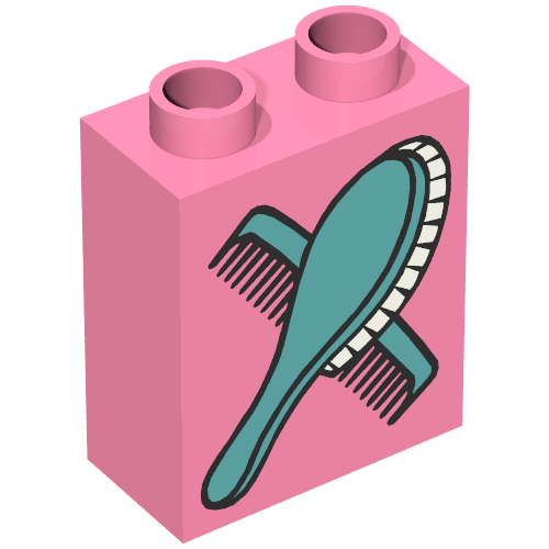 Duplo Brick 1 x 2 x 2 with Comb and Brush Print