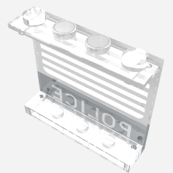 Panel 1 x 4 x 3 - Solid Studs with Black 'POLICE' Bar and White Stripes Print