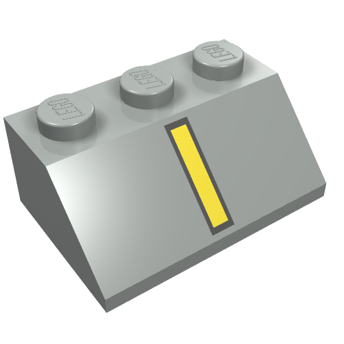 Slope 45° 2 x 3 with Yellow Line and Black Border Print