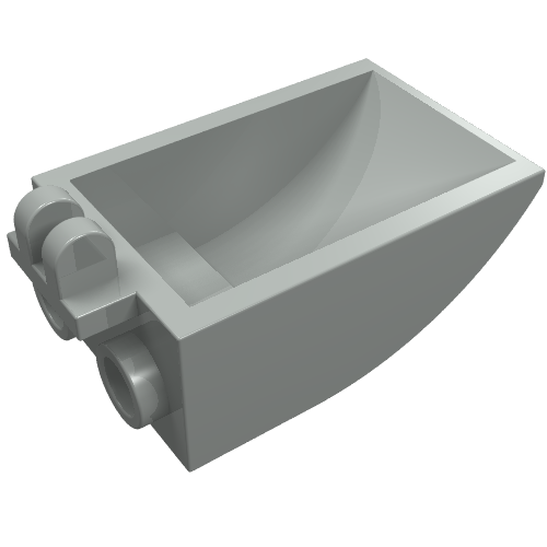 Construction Vehicle Bucket 2 x 3 Curved Bottom, Hollow, with Hinge 2 Fingers