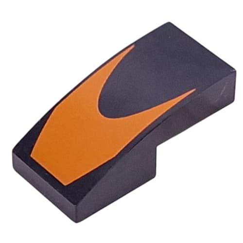 Slope Curved 2 x 1 No Studs with Orange Shape print