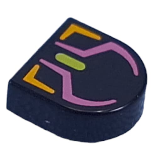 Tile Round 1 x 1 Half Circle with Lavender/Bright Light Orange Computer Mouse print