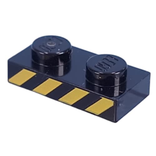 Plate 1 x 2 with Yellow Warning Stripes print