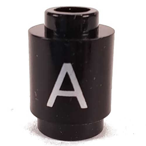 Brick Round 1 x 1 Open Stud with Letter 'A' Print