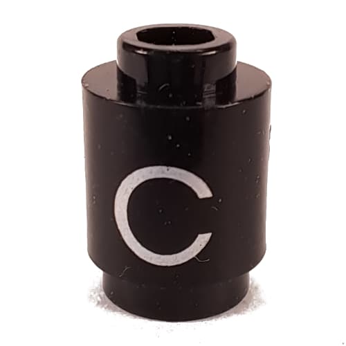 Brick Round 1 x 1 Open Stud with Letter 'C' Print