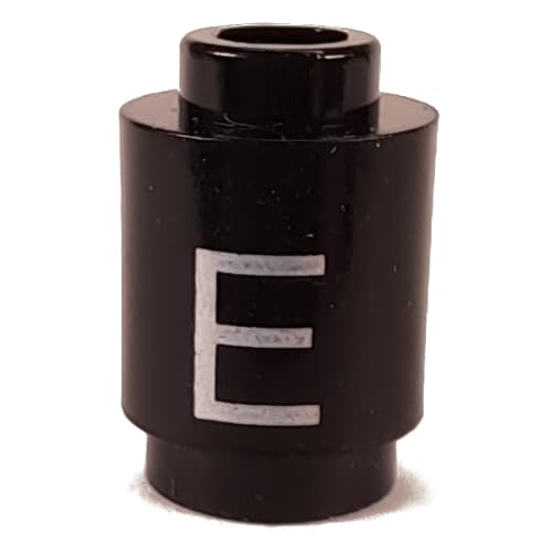 Brick Round 1 x 1 Open Stud with Letter 'E' Print