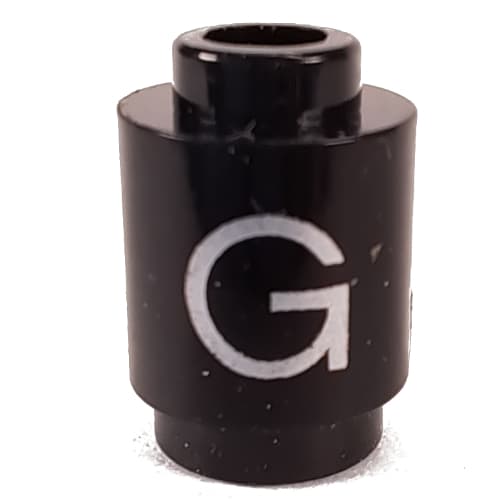 Brick Round 1 x 1 Open Stud with Letter 'G' Print