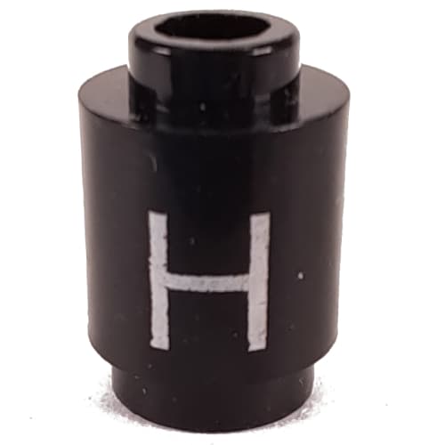 Brick Round 1 x 1 Open Stud with Letter 'H' Print