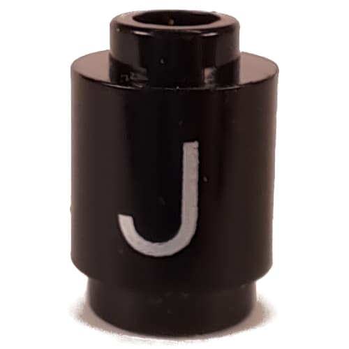 Brick Round 1 x 1 Open Stud with Letter 'J' Print