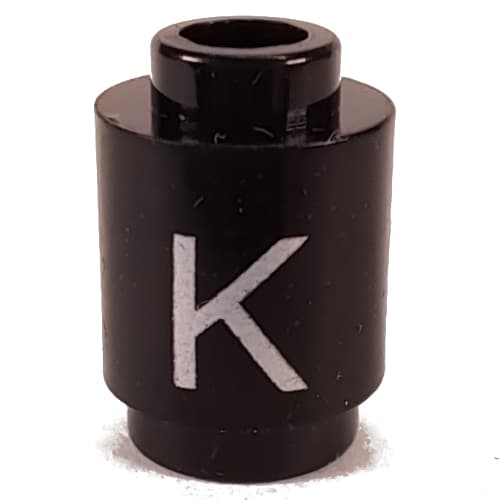 Brick Round 1 x 1 Open Stud with Letter 'K' Print