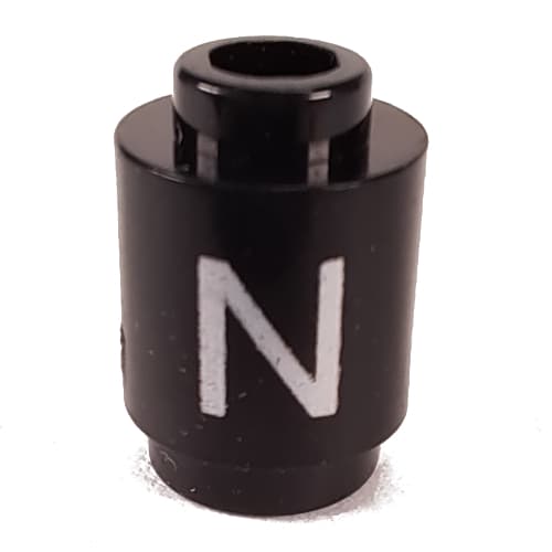 Brick Round 1 x 1 Open Stud with Letter 'N' Print