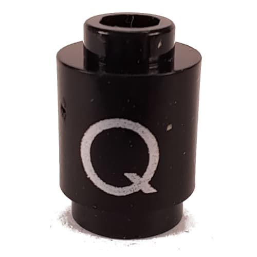 Brick Round 1 x 1 Open Stud with Letter 'Q' Print