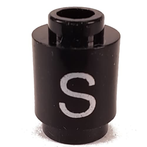 Brick Round 1 x 1 Open Stud with Letter 'S' Print