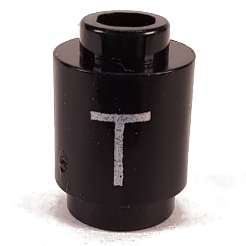 Brick Round 1 x 1 Open Stud with Letter 'T' Print