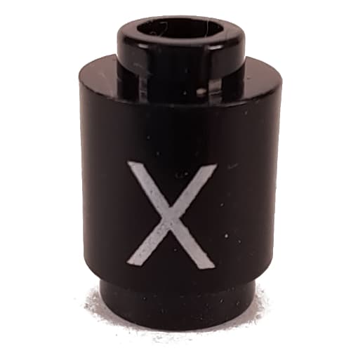 Brick Round 1 x 1 Open Stud with Letter 'X' Print