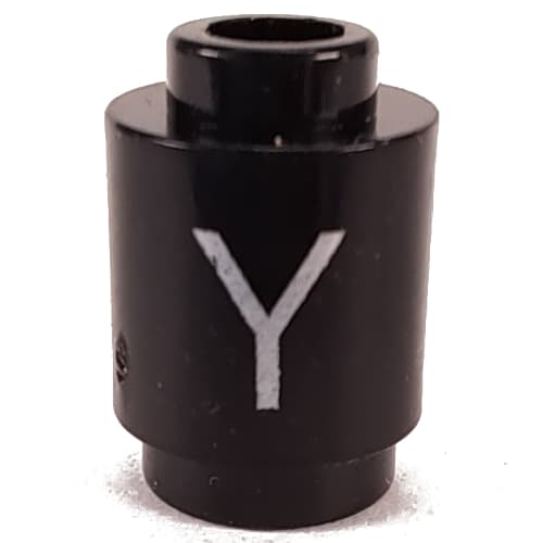 Brick Round 1 x 1 Open Stud with Letter 'Y' Print