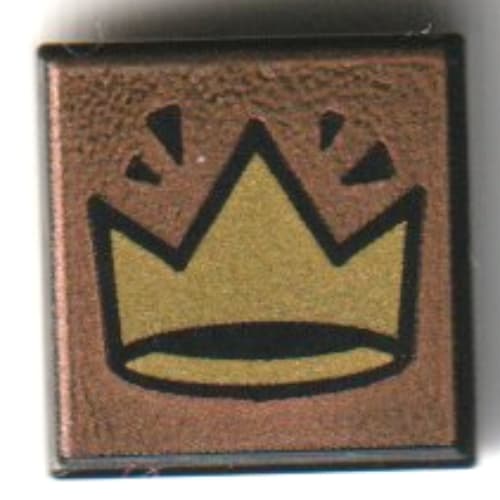 Tile 1 x 1 with Gold Crown, Metal Pink Background print