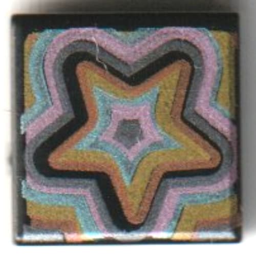 Tile 1 x 1 with Lavender/Medium Azure/Coral/Bright Light Orange Star Outlines print