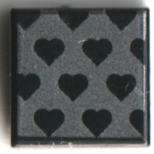Tile 1 x 1 with Black Hearts on Silver Background print