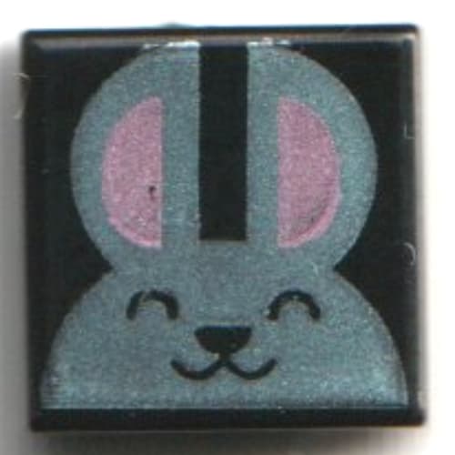 Tile 1 x 1 with Metallic Silver Bunny, Bright Pink Ears print