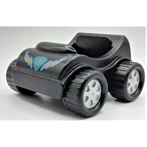 Duplo Car with Silver Wheels and Green Triangle with '3', Lightning Bolts Print