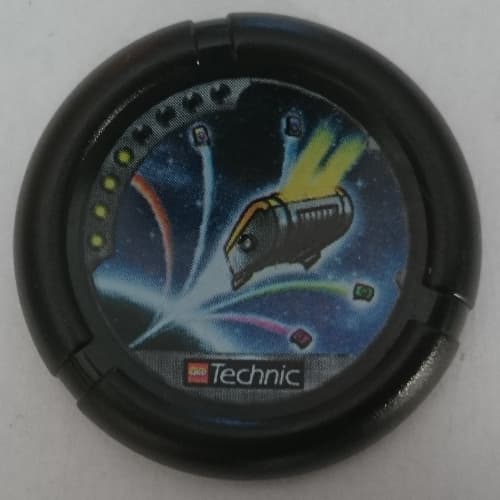 Large Figure Throwing Disk, Jet / Judge, 4 Pips, Flying Box in Space Print