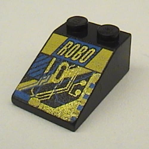 Slope 33° 3 x 2 with RoboForce Gold 'ROBO' and Blue and Yellow Circuitry Print