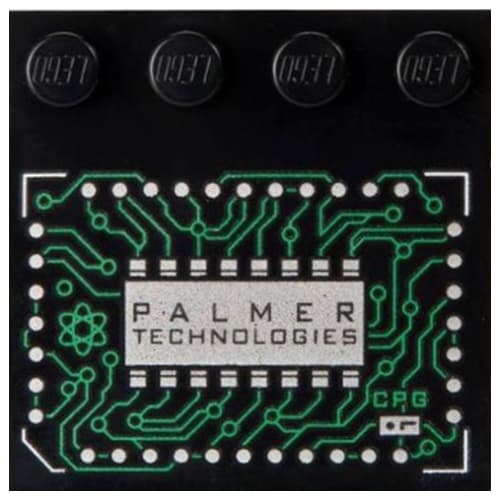 Plates Special 4 x 4 with Studs on One Edge and Integrated Circuits and 'PALMER TECHNOLOGIES' print