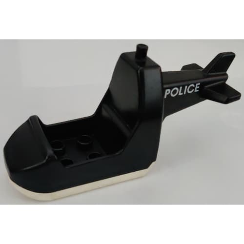 Duplo Helicopter Body without Skids with White Base and 'POLICE' Print